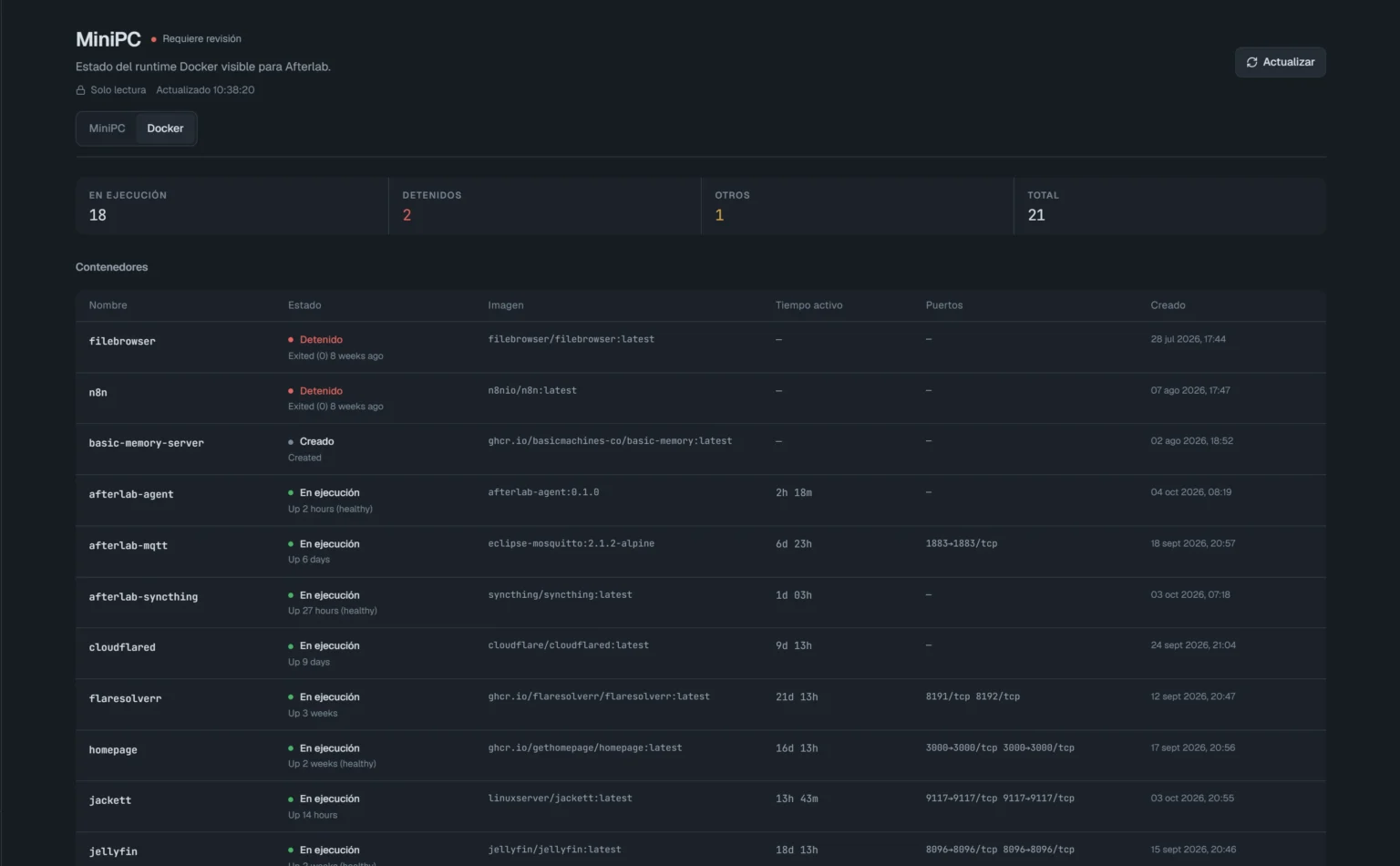 Docker — self-hosted services