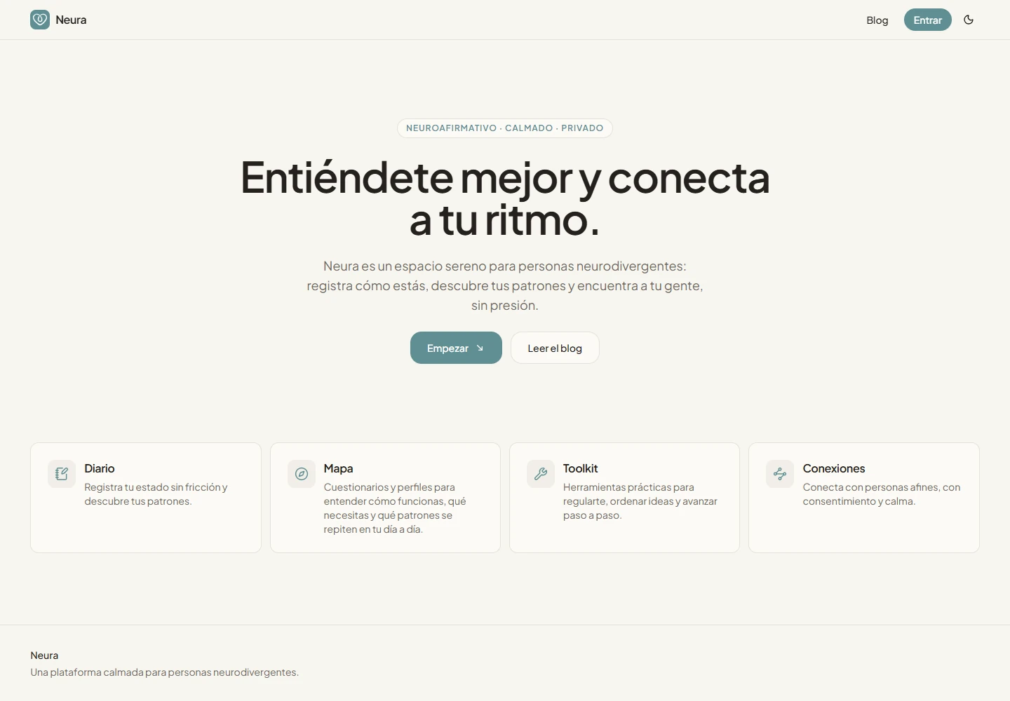 Screenshot of Neura: entry to neura.