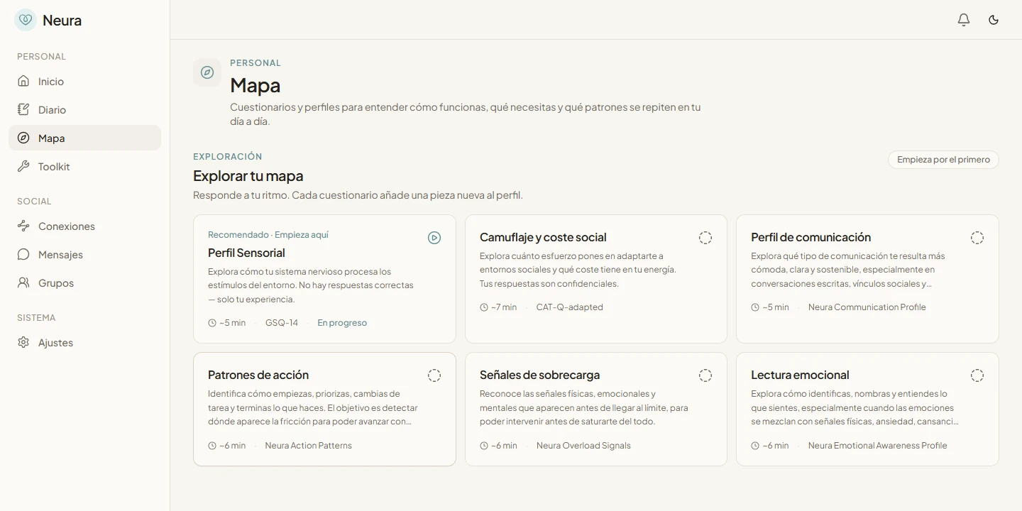 Screenshot of Neura: the self-knowledge map.